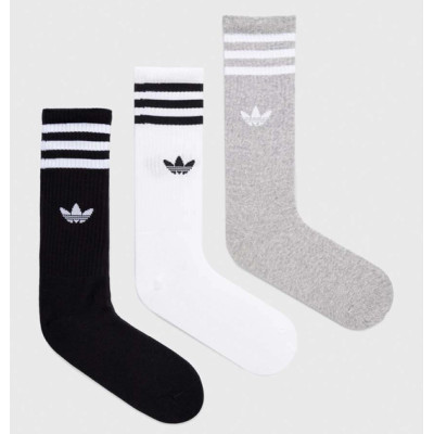 Шкарпетки Adidas SOLID CREW SOCK 3P білий, чорний, сірий Уні XL (46-48)