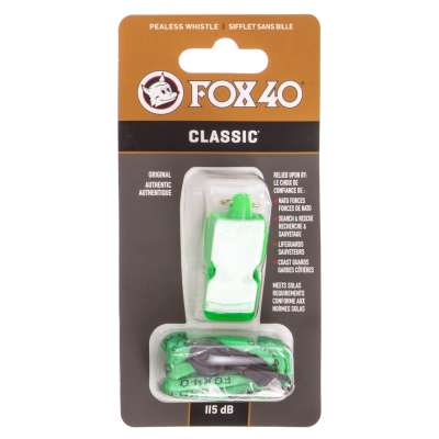 Свисток арбітра пластиковий на шнурі FOX40-CLASSIC-G, зелений