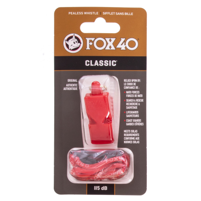 Свисток арбітра пластиковий на шнурі FOX40-CLASSIC-R, червоний
