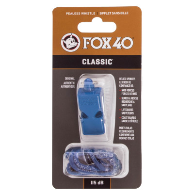 Свисток арбітра пластиковий на шнурі FOX40-CLASSIC, синій