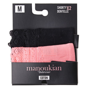 Труси Manoukian SHORTY-X2 -FEMME чорний, кораловий Жін XL