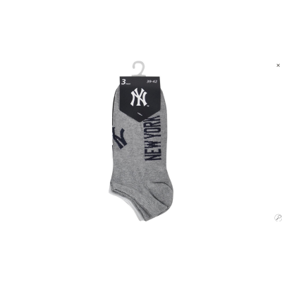 Шкарпетки New York Yankees 3 pk Sneaker чорний, білий, сірий Уні 43-46