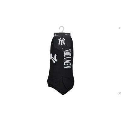 Шкарпетки New York Yankees 3 pk Sneaker чорний Уні 43-46