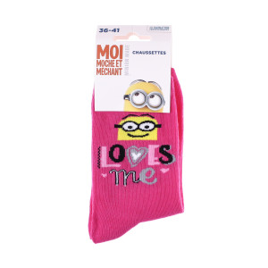 Шкарпетки MinionS Minion+LOVES ME Темно-рожевий Діт 36-41
