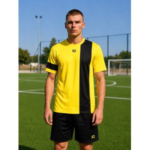 Футбольна форма X2 League (футболка+шорти), розмір S (жовтий/чорний)