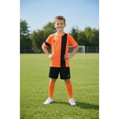 Дитяча футбольна форма X2 League (футболка+шорти), розмір L (оранжевий/чорний) DX2001OR/BK-L