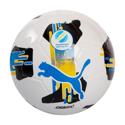 М'яч футбольний Puma Orbita UPL (MS) білий, чорний, жовтий, блакитний Уні 5