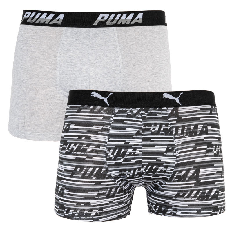 Труси-боксери Puma LOGO AOP BOXER 2P сірий, білий, чорний Чол XL