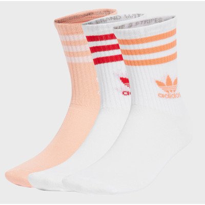 Шкарпетки Adidas CREW SOCK 3STR білий, рожевий, червоний Жін M (40-42)
