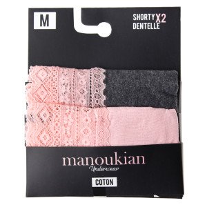 Труси Manoukian SHORTY-X2 -FEMME темно-сірий, рожевий Жін S