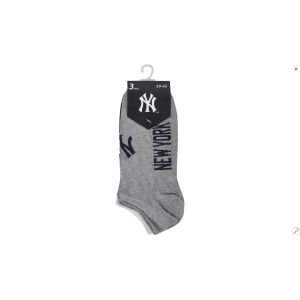 Шкарпетки New York Yankees 3 pk Sneaker чорний, білий, сірий Уні 43-46