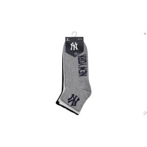 Шкарпетки New York Yankees 3 pk Quarter чорний, білий, сірий Уні 43-46