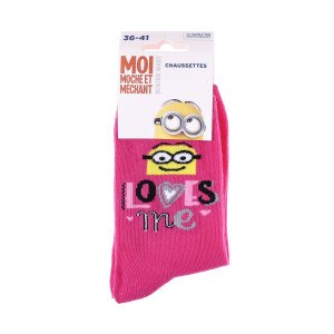 Шкарпетки MinionS Minion+LOVES ME Темно-рожевий Діт 36-41