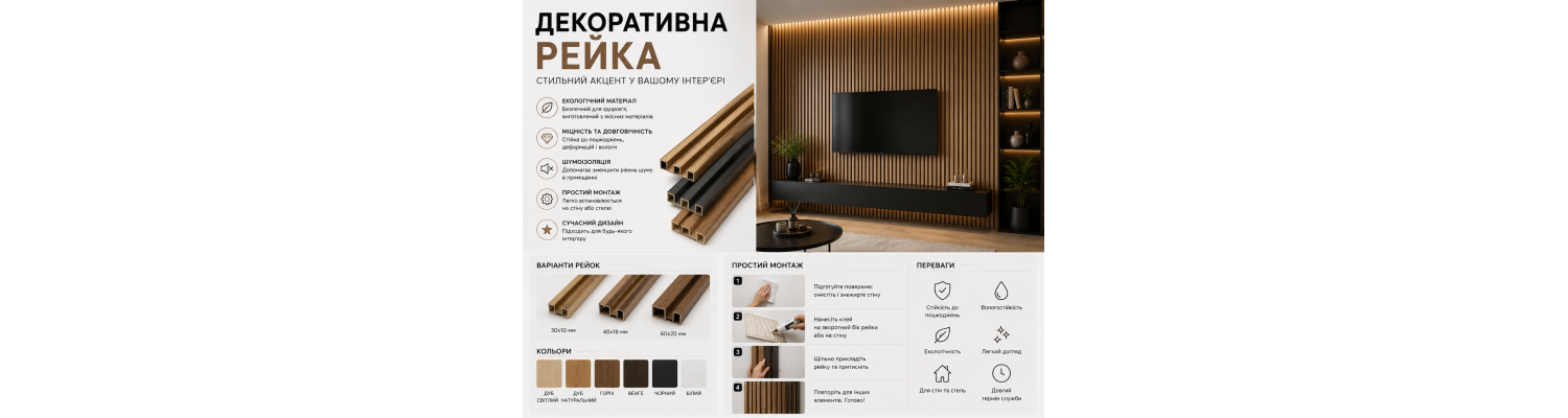 Як вибрати декоративні рейки для стін і стелі