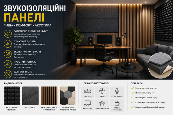 Звукоізоляційні панелі: як вибрати ефективне рішення для шумоізоляції приміщень