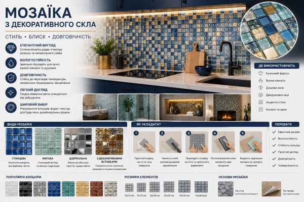 Мозаїка з декоративного скла: стильне рішення для оздоблення інтер'єру