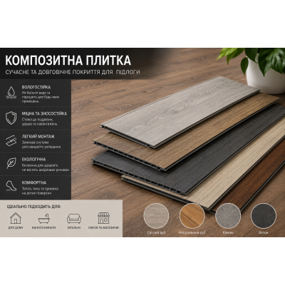 Композитна плитка для підлоги: що це таке та як правильно вибрати