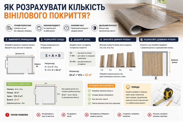 Як розрахувати кількість вінілового покриття: покрокова інструкція