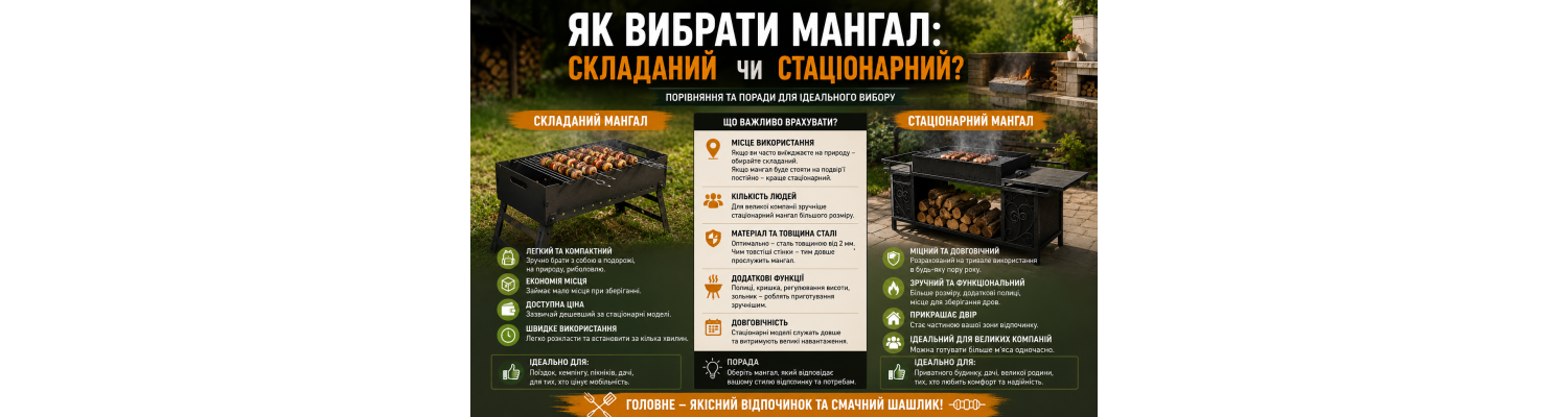Як вибрати мангал: складаний чи стаціонарний?