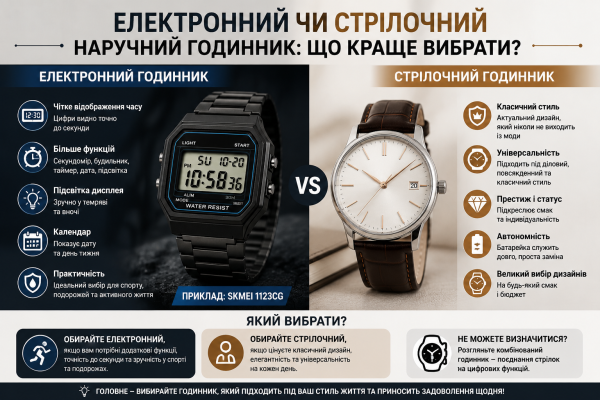Електронний чи стрілочний наручний годинник: що краще вибрати?
