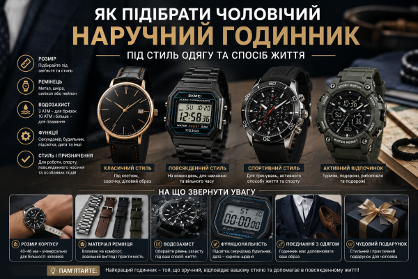 Як підібрати чоловічий наручний годинник під стиль одягу та спосіб життя