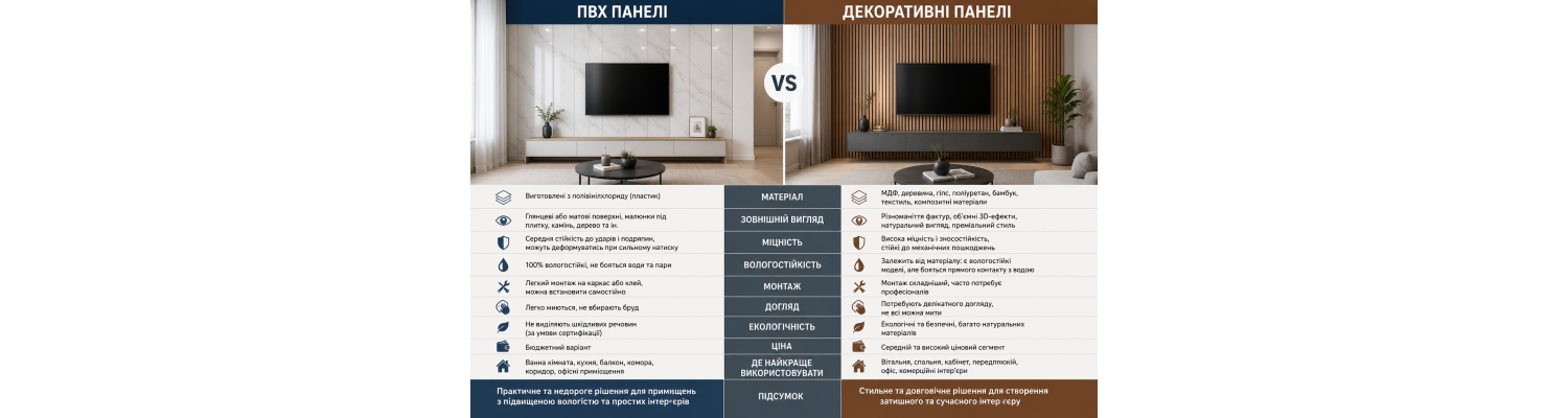 ПВХ панелі чи декоративні панелі: детальне порівняння та поради щодо вибору