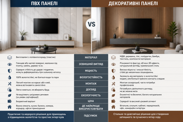 ПВХ панелі чи декоративні панелі: що краще обрати для ремонту