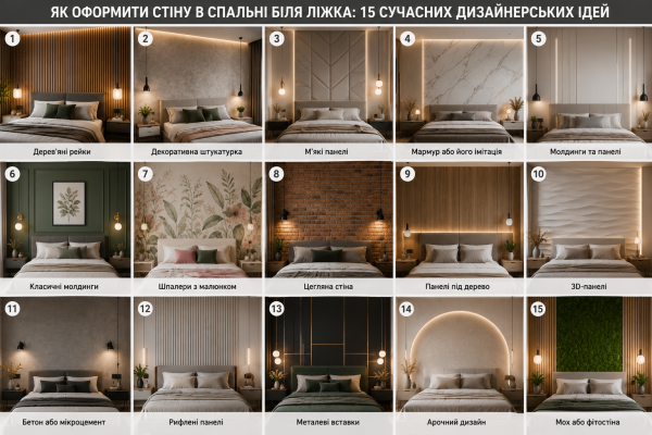 Як оформити стіну в спальні біля ліжка: 15 сучасних дизайнерських ідей