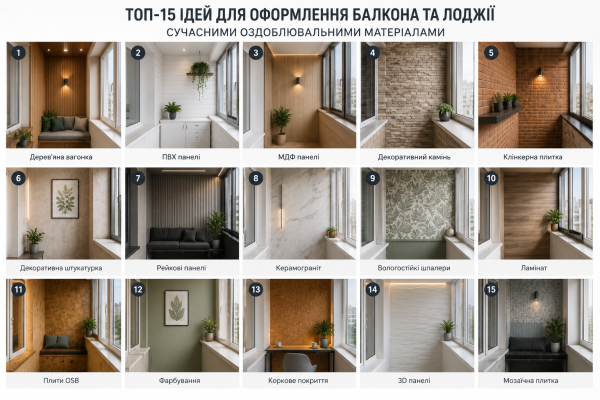 ТОП-15 ідей для оформлення балкона та лоджії сучасними оздоблювальними матеріалами