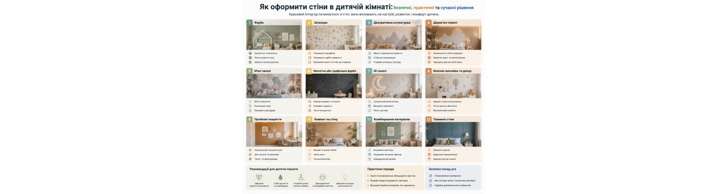 Як оформити стіни в дитячій кімнаті: практичні ідеї для красивого та безпечного інтер'єру