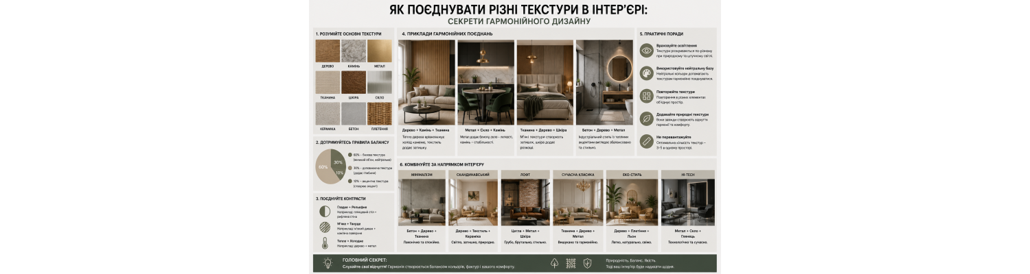 Як поєднувати різні текстури в інтер'єрі: практичний посібник для стильного ремонту