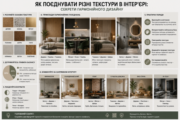 Як поєднувати різні текстури в інтер'єрі: секрети гармонійного дизайну