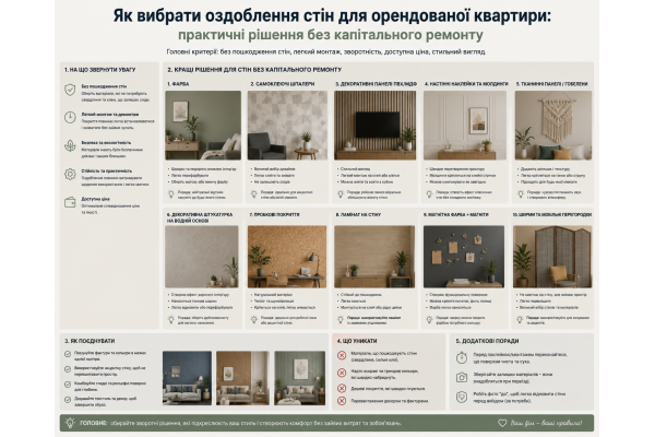 Як вибрати оздоблення стін для орендованої квартири: практичні рішення без капітального ремонту