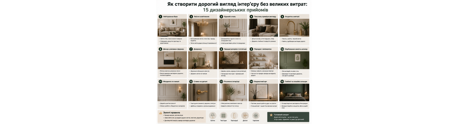 Як створити дорогий вигляд інтер’єру без великих витрат: поради дизайнерів