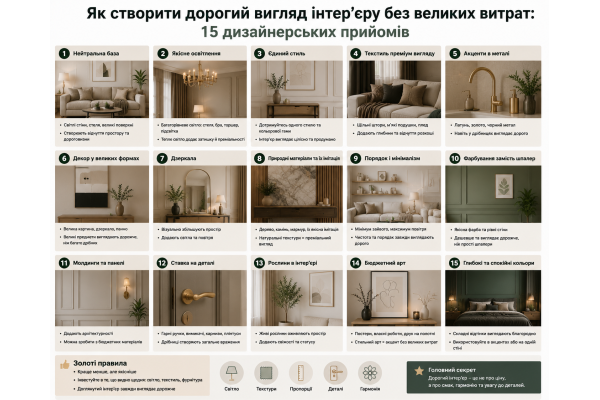 Як створити дорогий вигляд інтер’єру без великих витрат: 15 дизайнерських прийомів