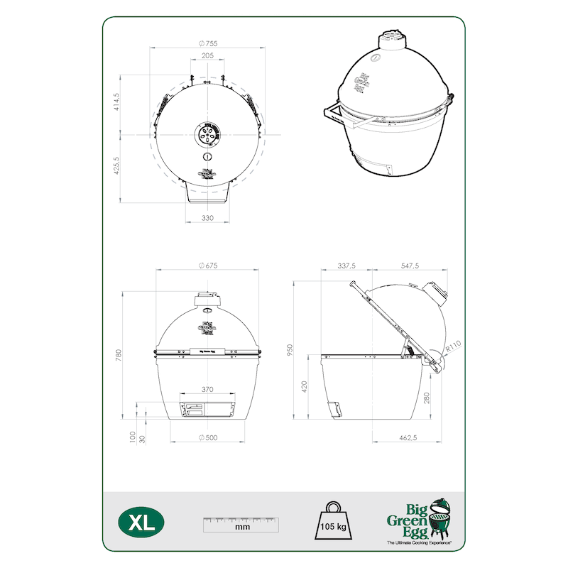 Керамічний вугільний гриль XL Big Green Egg (AXLHD / 117649) Код: 003005