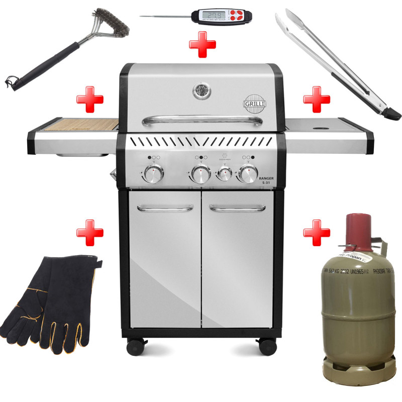 Газовий гриль Ranger 31 + набір необхідних аксесуарів GRILLI 777243-set Код: 013224