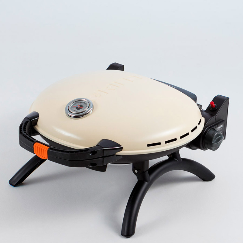 КОМПЛЕКТ Портативний переносний газовий гриль O-GRILL 600T, кремовий + шланг в подарунок! Код: 013370