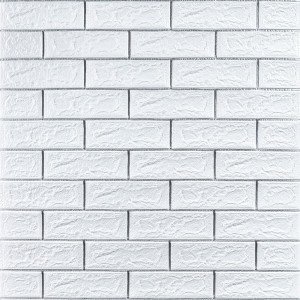 Самоклеюча 3D панель 700х770х5мм Біла цегла смужка срібло (100-5) SW-00000753