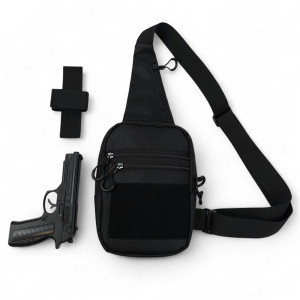 Тактична чоловіча сумка з кобурою Cordura 1000D – 6 кишень, чорна