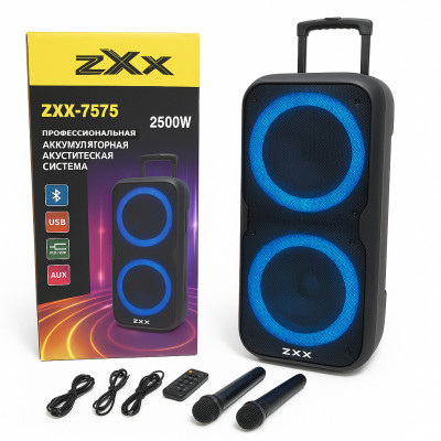Акустична переносна колонка ZXX-7575 300 Вт акумуляторна з мікрофонами 80х39х33 см