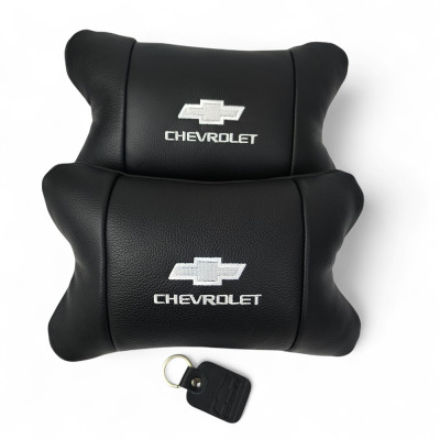 Автомобільні подушки Chevrolet з натуральної італійської шкіри + шкіряний брелок у подарунок