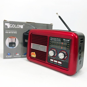 Радіо приймач Golon RX-BT978S сонячна панель AUX 3.5mm, Радіо приймач з акумулятором Red