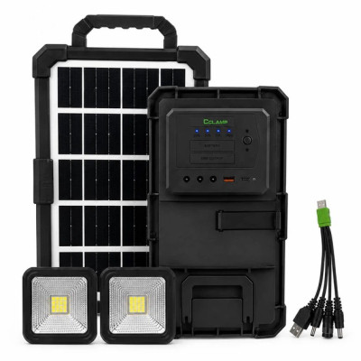 Портативна сонячна зарядна станція CCLAMP CL-083-38, 2400 mAh з LED-лампами / Автономне джерело живлення