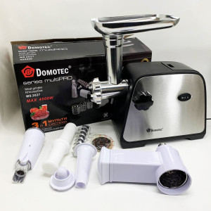 Електрична м'ясорубка Domotec MS-2027 4500 Вт з насадкою для томатів, ковбас та терками