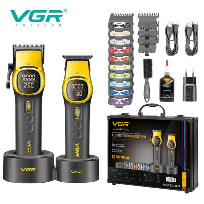 Комплект VGR 2 в 1 V-885 S2 GOLD, акумуляторна машинка для стрижки та триммер