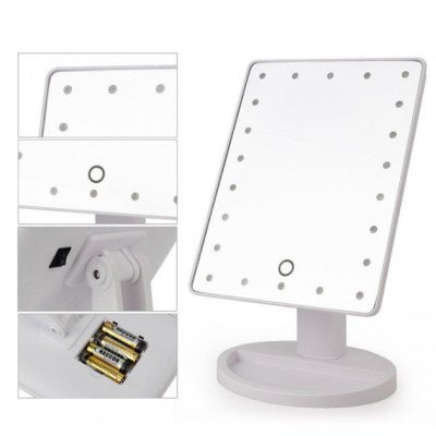 Дзеркало для макіяжу з 16 LED підсвічуванням Mirror White, Дзеркало, що світиться, для макіяжу. Колір: білий