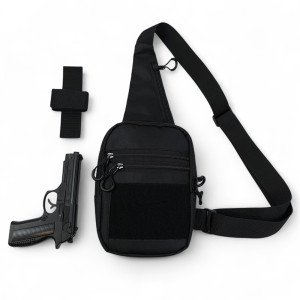Тактична чоловіча сумка з кобурою Cordura 1000D – 6 кишень, чорна