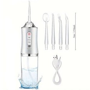Іригатор для чищення зубів та порожнини рота Oral Irrigator з акумулятором та змінними насадками White