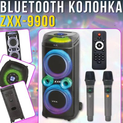 Портативна акустична колонка ZXX-9900 з 2 мікрофонами динаміки 2х10 дюймів